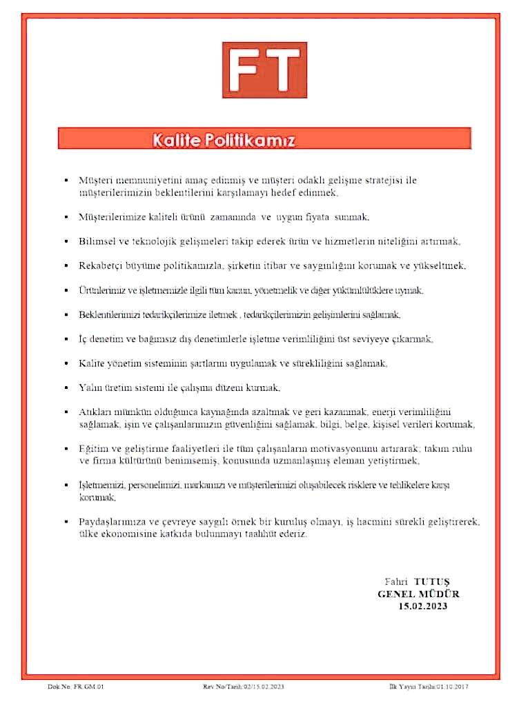 Yüksek kaliteli metal ve bağlantı ekipmanları, endüstriyel bağlantı malzemeleri, FT metal ürünleri.